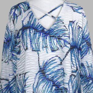 NWT Apt. 9 3/4 Sleeve Leaf Print Cross Fit Coverup Tunic Size XXL (C1929)